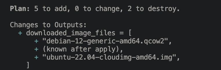 Результат terraform plan с тремя ресурсами